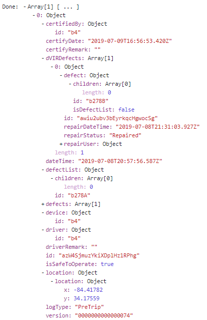 A typical example of a DVIRLog object